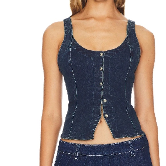 Free People Denim Kara Vest fitted corset size Small - Picture 1 of 7